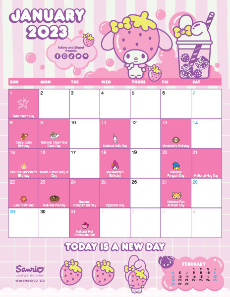 Sanrio 2023 Printable Calendars
