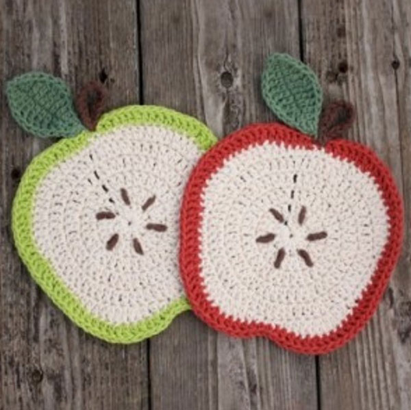 free apple dishcloth crochet pattern