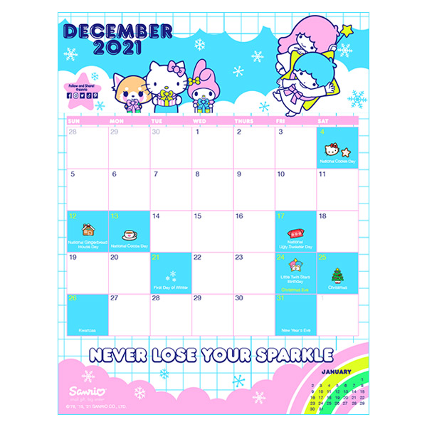 Sanrio free printable calendar