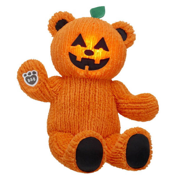 Halloween pumpkin bear plush at Build-A-Bear