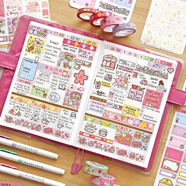 sakura cherry blossom planner stickers
