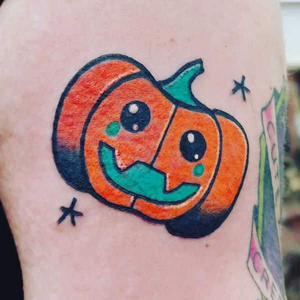 kawaii halloween pumpkin tattoo