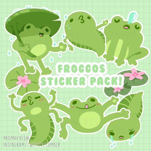 kawaii frogs sticker pack