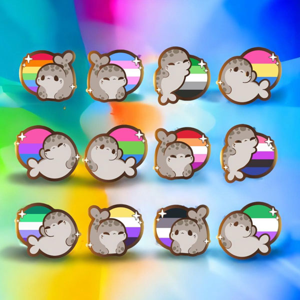 kawaii seal pride enamel pins