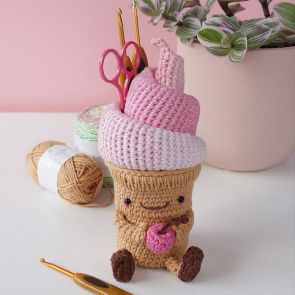 kawaii ice cream hook holder crochet pattern