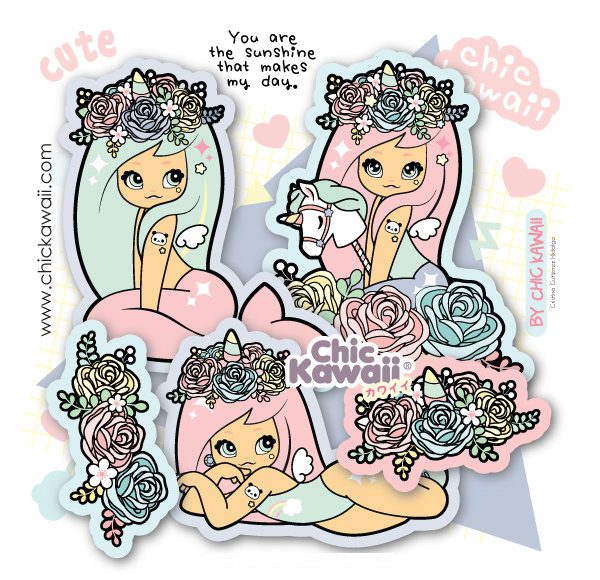 kawaii mermaid stickers