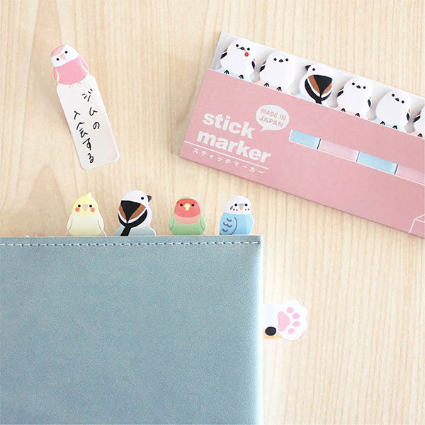 kawaii bird sticky markers
