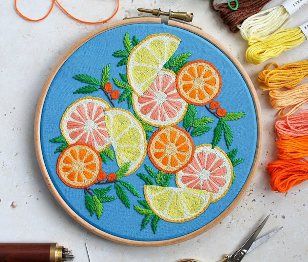 citrus fruit embroidery patterns