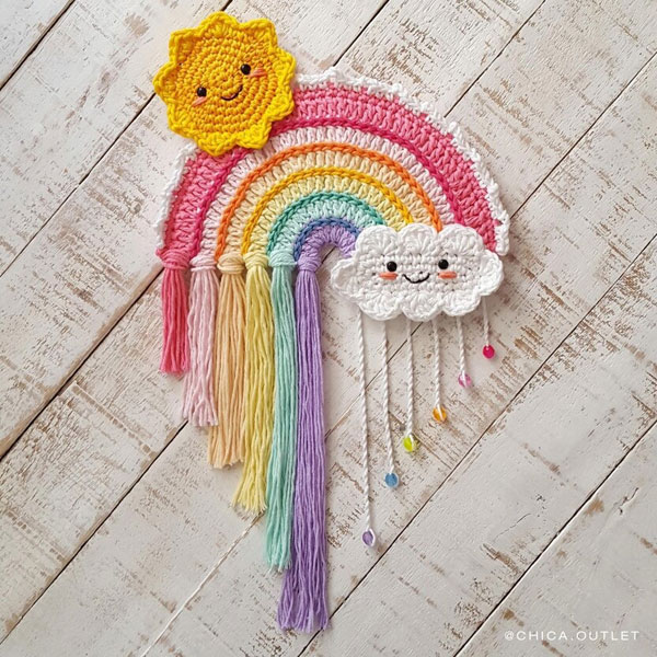 rainbow wall hanging crochet pattern