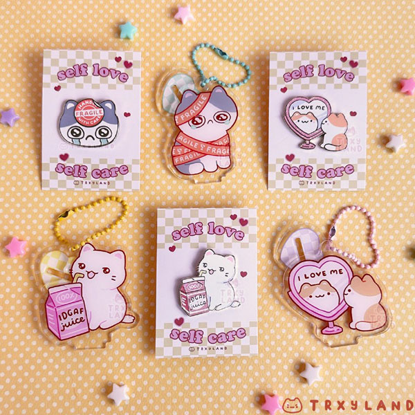 kawaii self love pins and charms