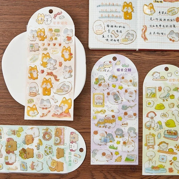 kawaii animals puffy stickers