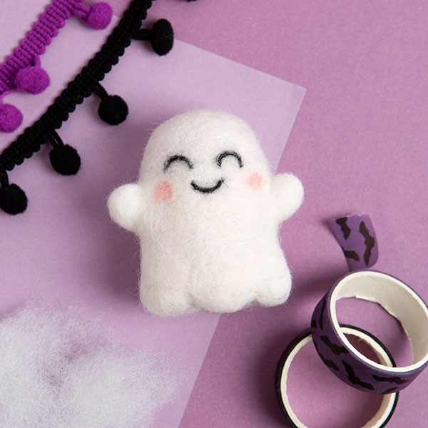 Kawaii Halloween ghost needle felting kit