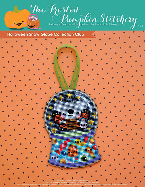 Kawaii Halloween snow globe cross stitch kit
