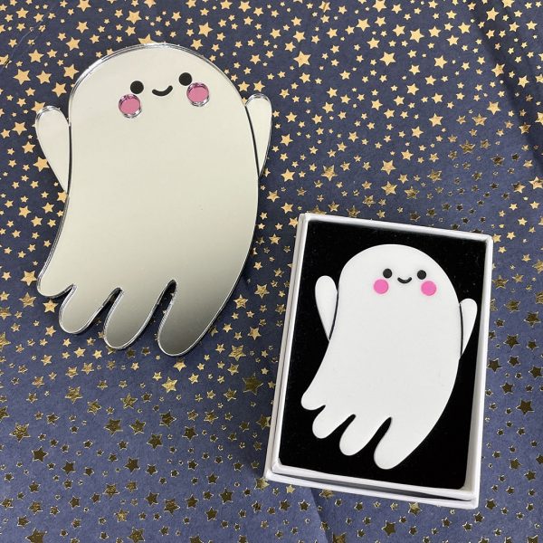 Kawaii Ghost Pin & Mirror