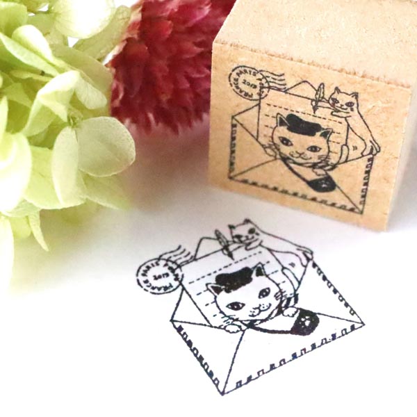 cat mail rubber stamp