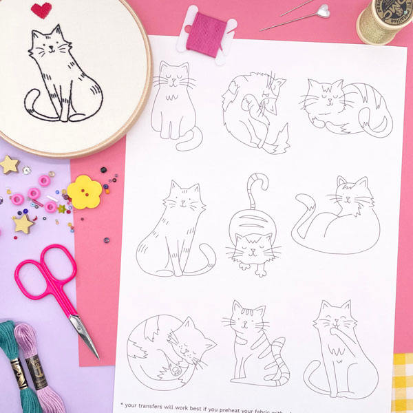 cats stick and stitch embroidery