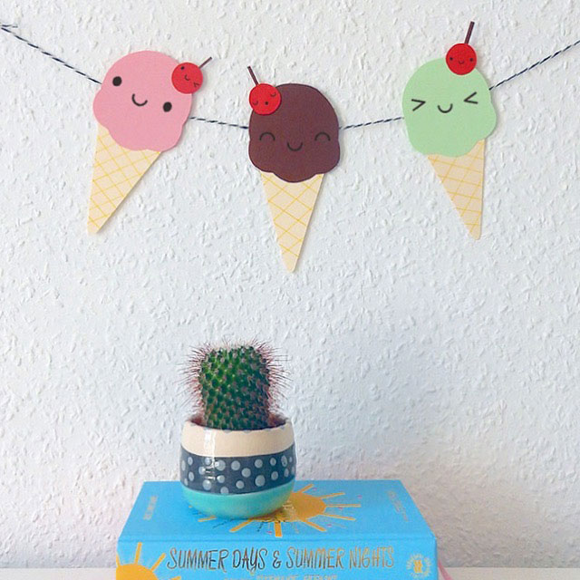 free paper craft tutorial ice cream garland