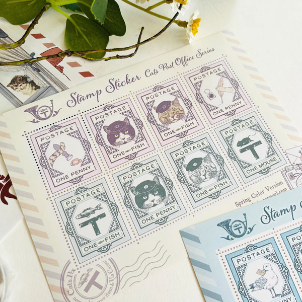 Via Carousel Cat Post Office stamps stickers