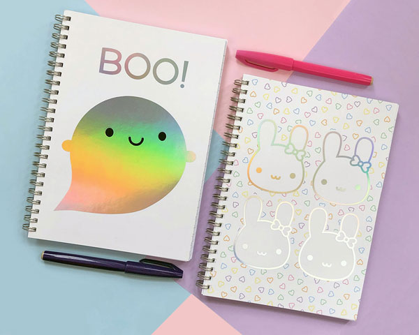 kawaii rainbow foil notebooks