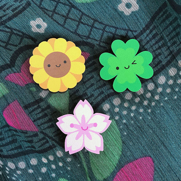 spring flowers kawaii pins