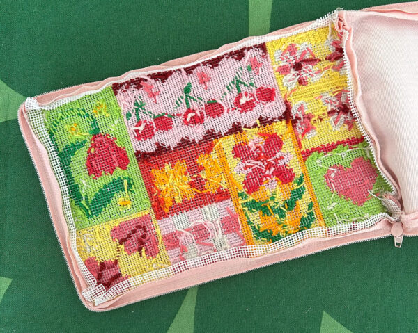 Patchwork Party needlepoint pouch kit from Craft Club