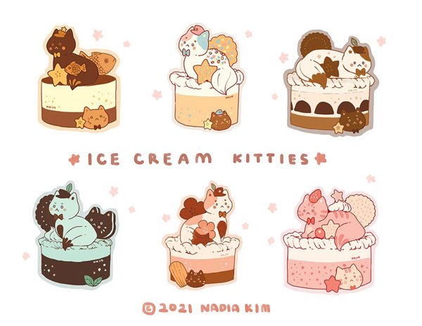 ice cream cats stickers