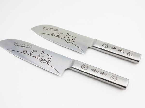 kawaii kitchen cat knives