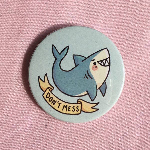 kawaii shark badge