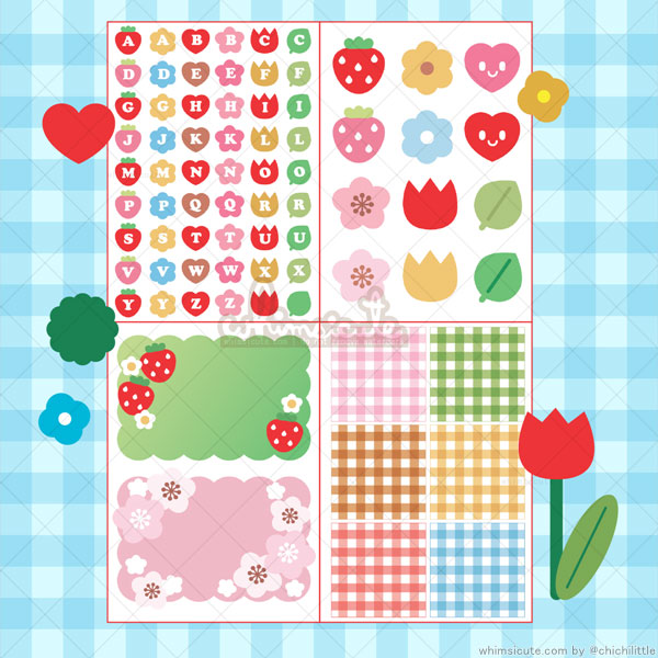 kawaii strawberry stickers
