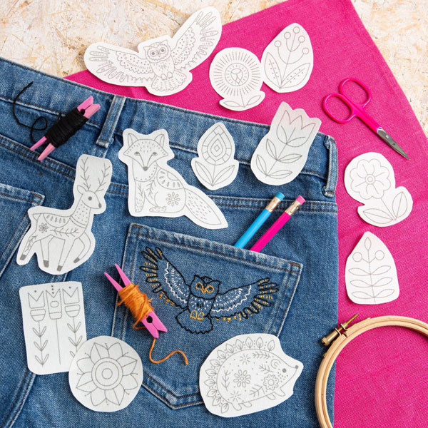 woodland animals stick & stitch embroidery pack