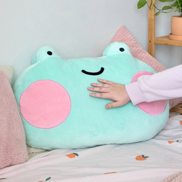 kawaii frog plush pillow