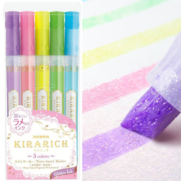 Back To School Kawaii Stationery - glitter highlighters