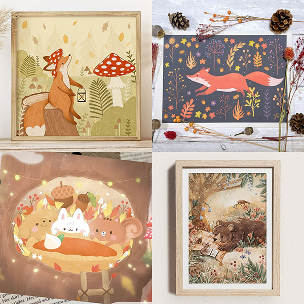 Autumnal Animal Art Prints on Etsy