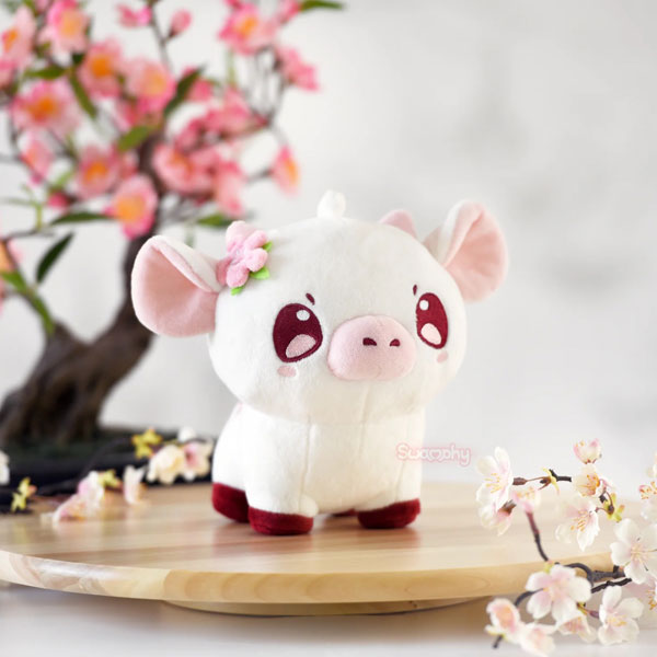 cherry blossom cow plush
