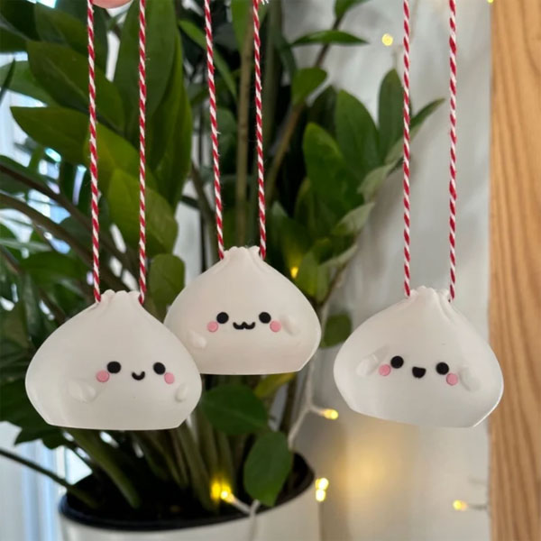 kawaii dumpling Christmas tree ornaments