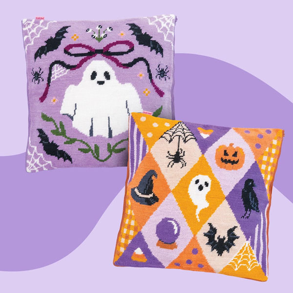 kawaii Halloween needlepoint cushions