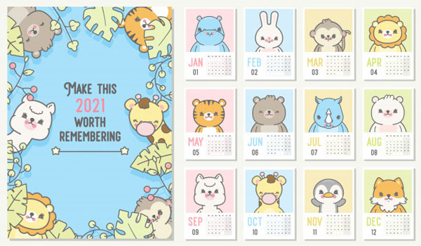 Cute 2021 Printable Calendars