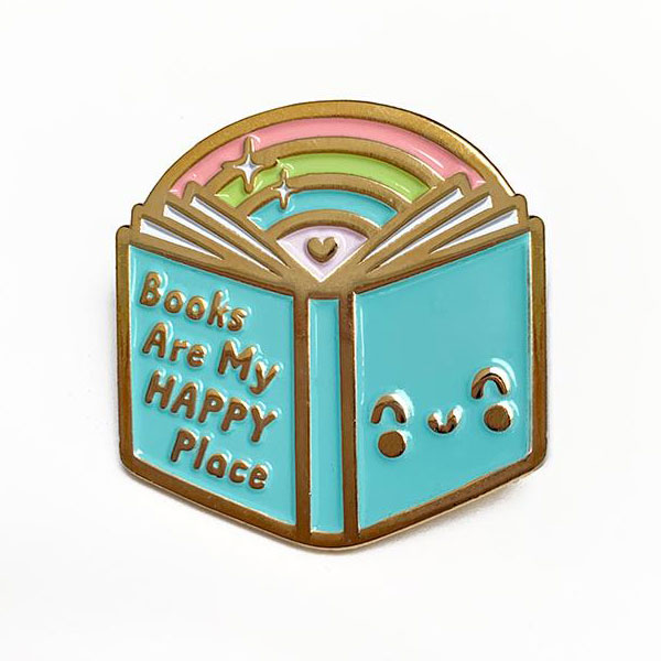 kawaii book lover enamel pin