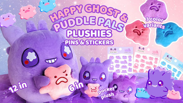 Happy Ghost Plushie & Puddle Pals Pocket Plush