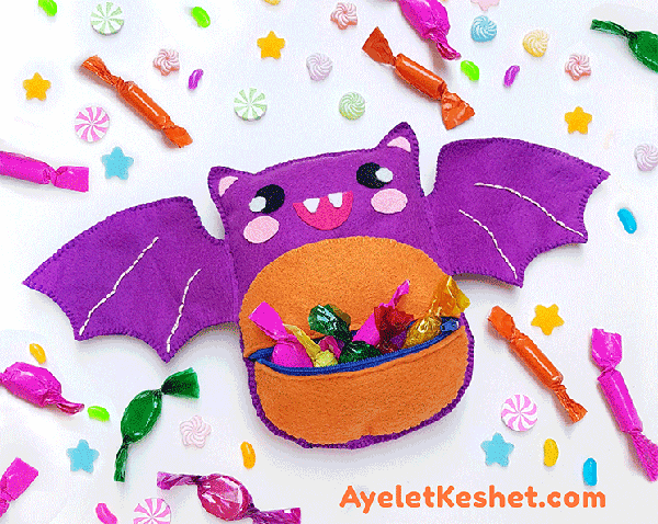 Halloween bat felt sewing pattern