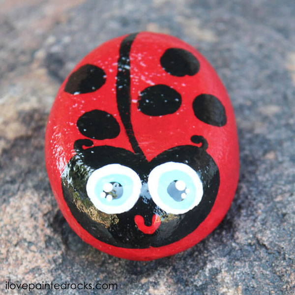 cute ladybug painted rock