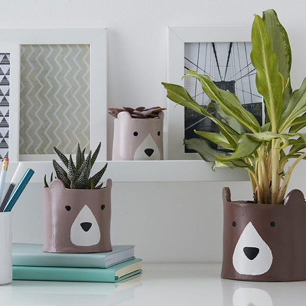 bear planters air-dry clay tutorial