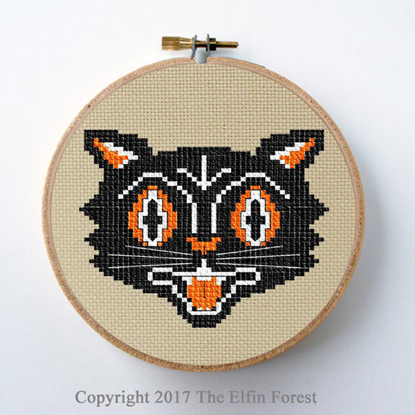 Halloween cross stitch patterns - black cat