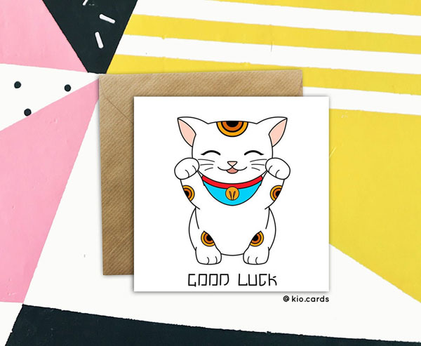 cute lucky cat card