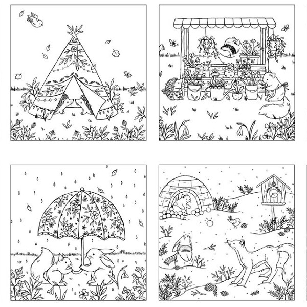 Kawaii Printable Coloring Pages - animals