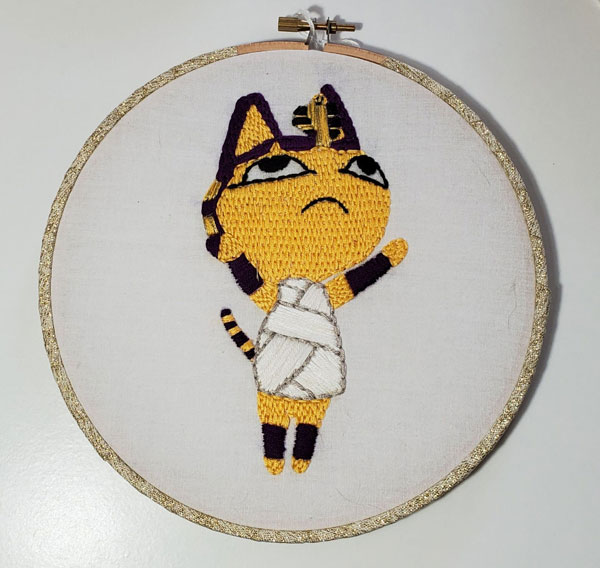 Ankha Animal Crossing embroidery