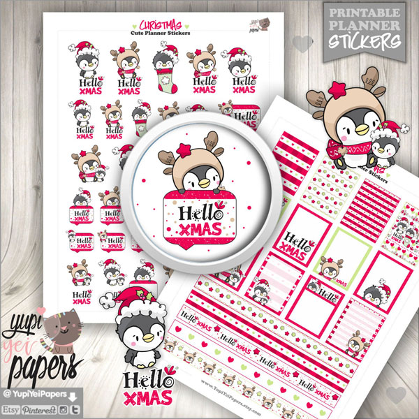 cute Christmas printables - planner stickers