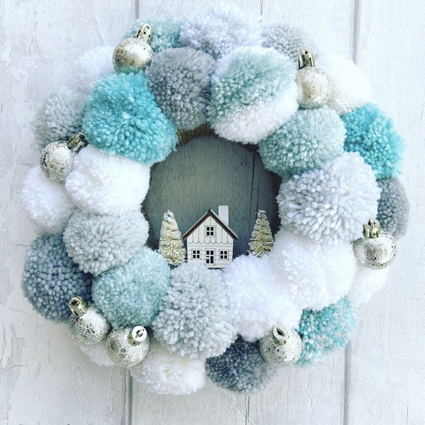 christmas pom pom wreath