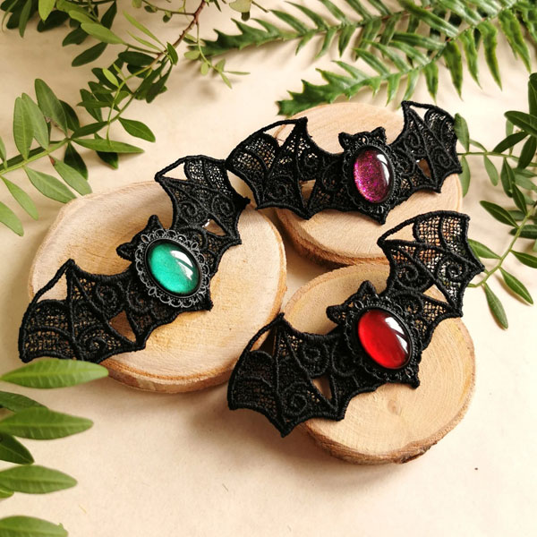 handmade bat hair clips