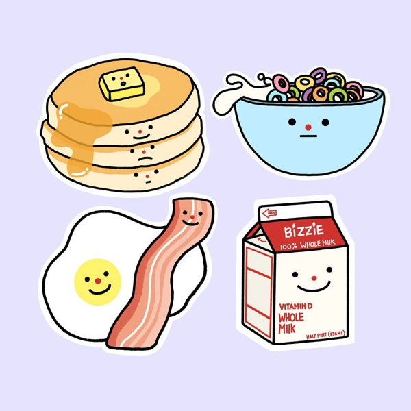 Kawaii breakfast stickers